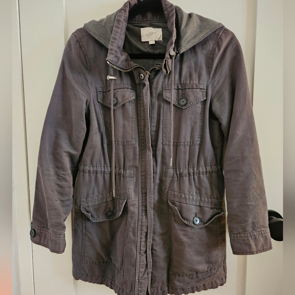 LOFT utility jacket with hood gray xsp